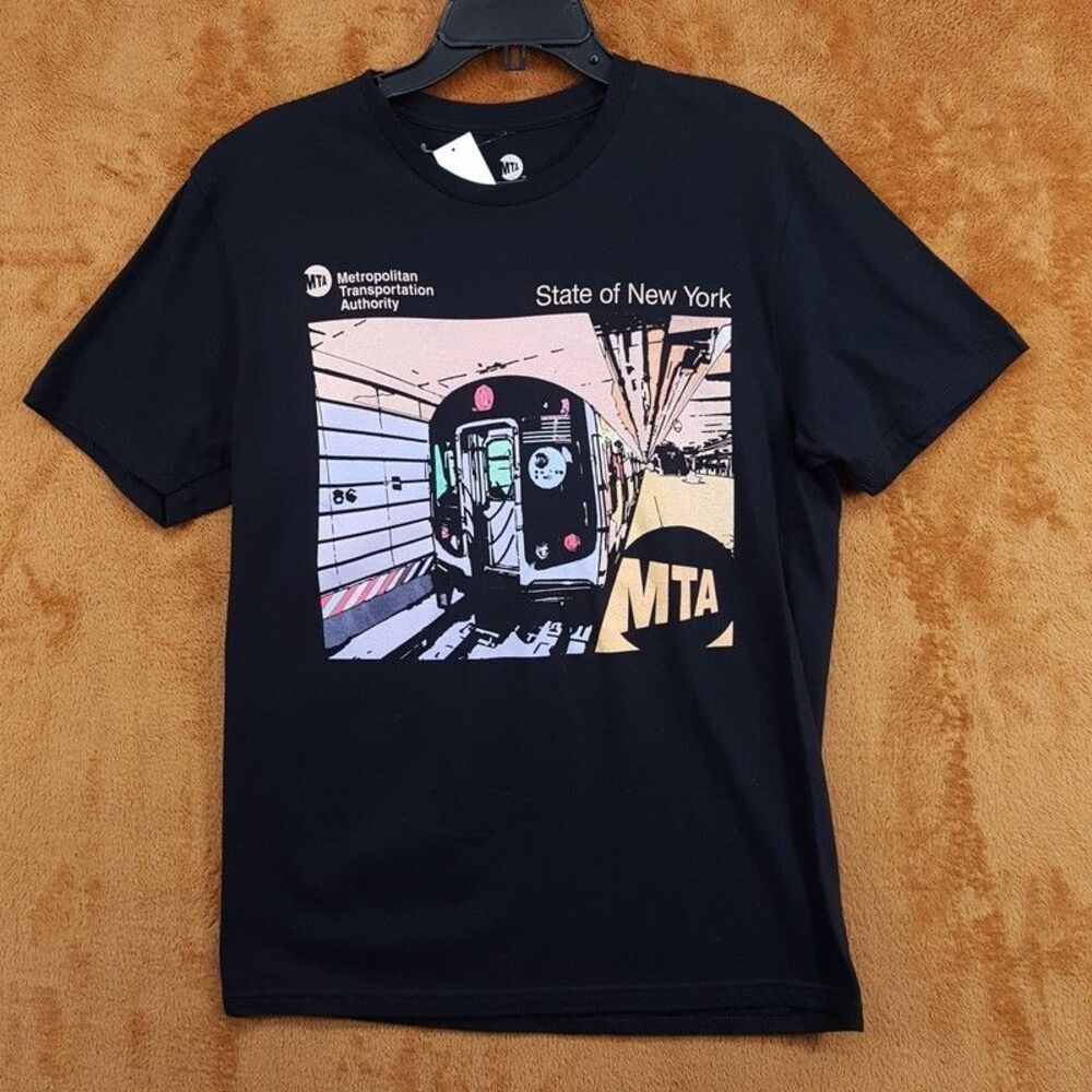 STATE OF NEW YORK Shirt Mens Medium Black Pullover Crew T-Shirt MTA Subway Train